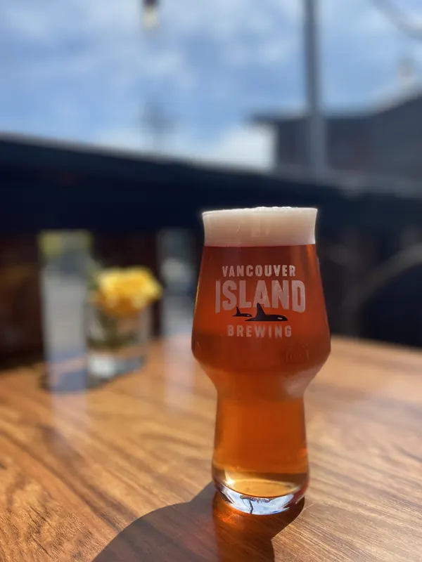 A Vancouver Island Brewing ale by the window