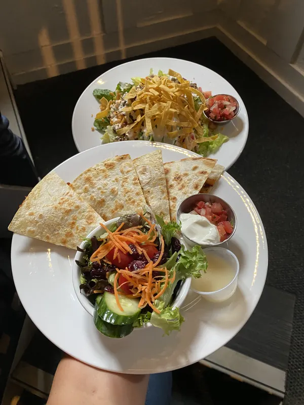 Quesadilla and a garden salad